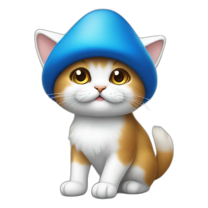 Smurfcat chat bleu champignon blanc sur la tete sticker