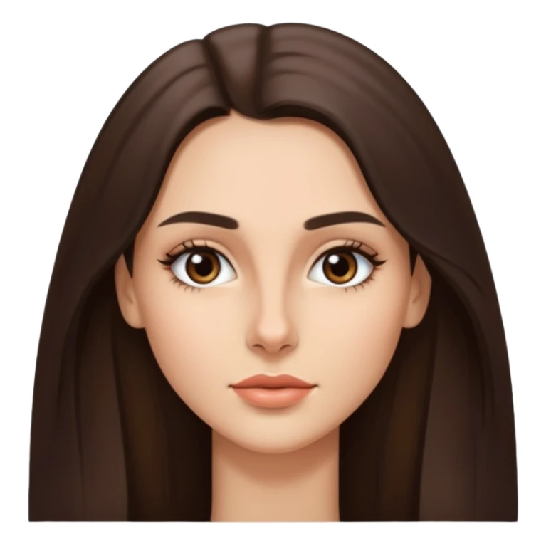 a brunette with thin nose almost sharp jaw line perfect eye brows and long hair slightly wheatish tone sticker