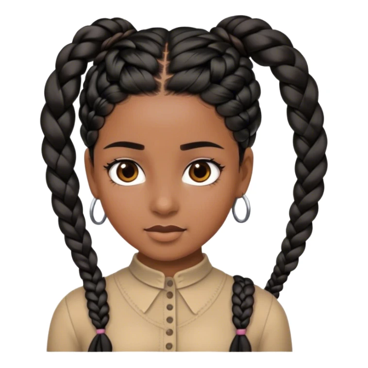 Girl with black braided hair sticker
