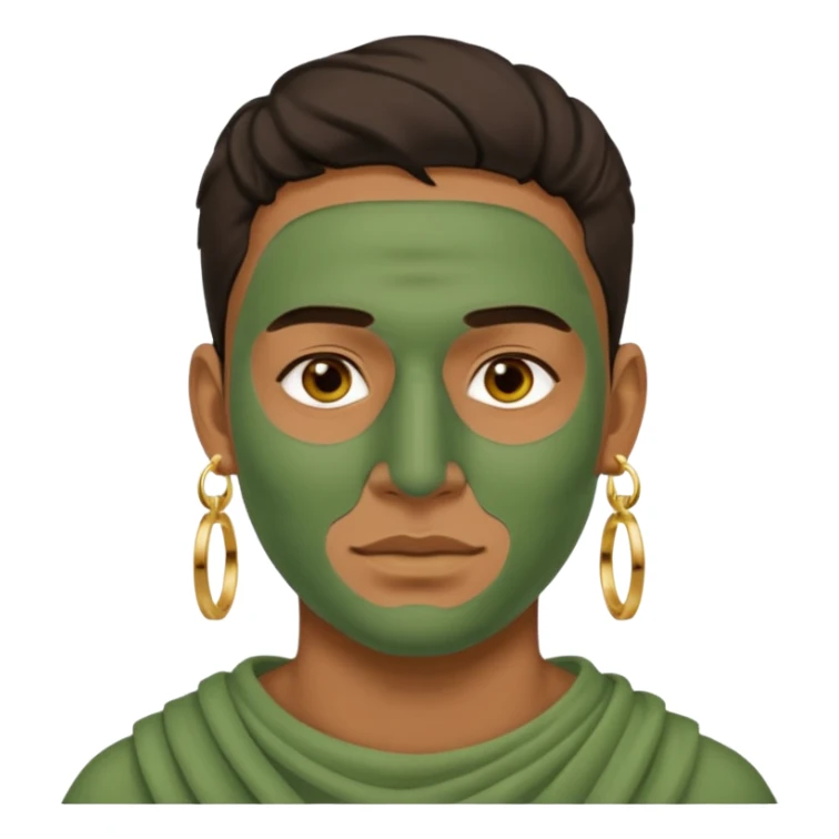 green clay mask man with earrings sticker
