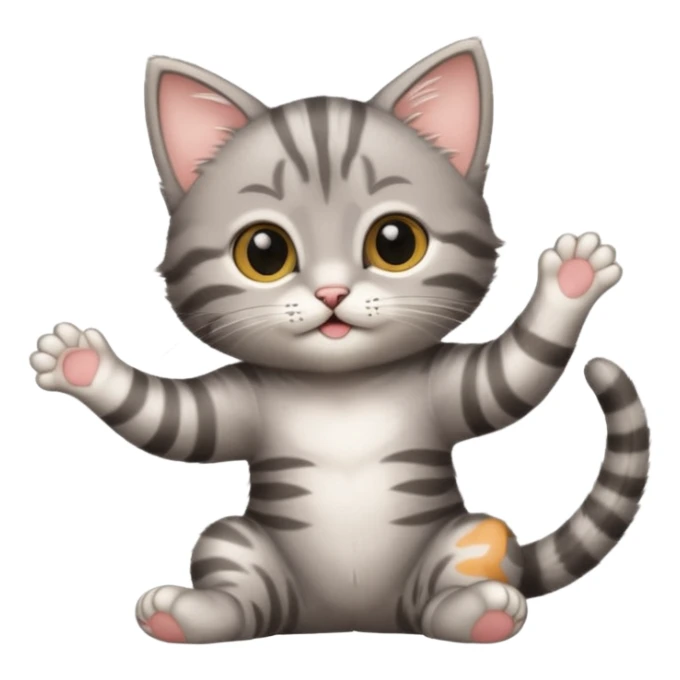 Cute gray tabby baby kitten stretching  sticker