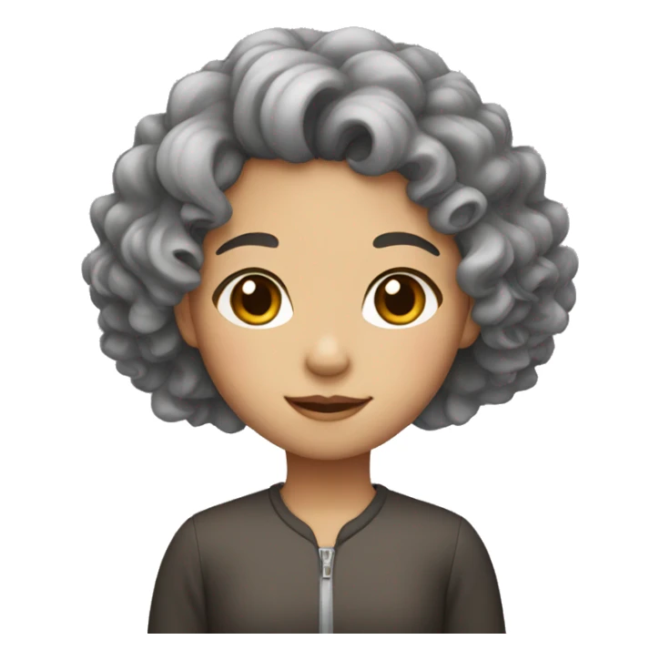 asian girl with curly hair sticker