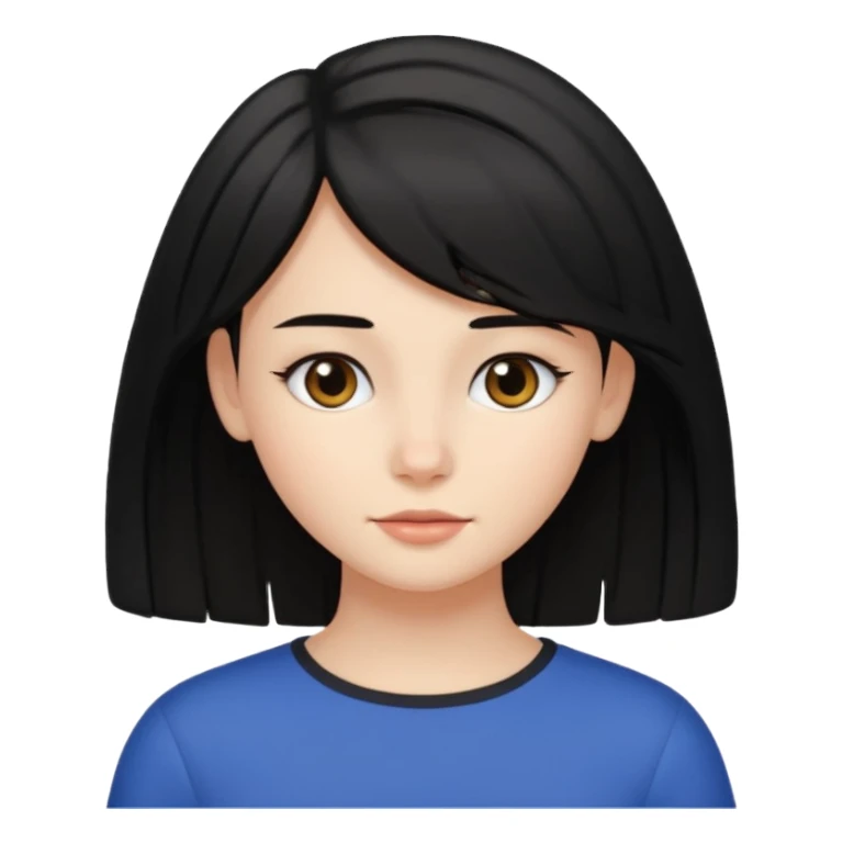 Menina Branca, com cabelo preto e cabelo médio, sem franja sticker