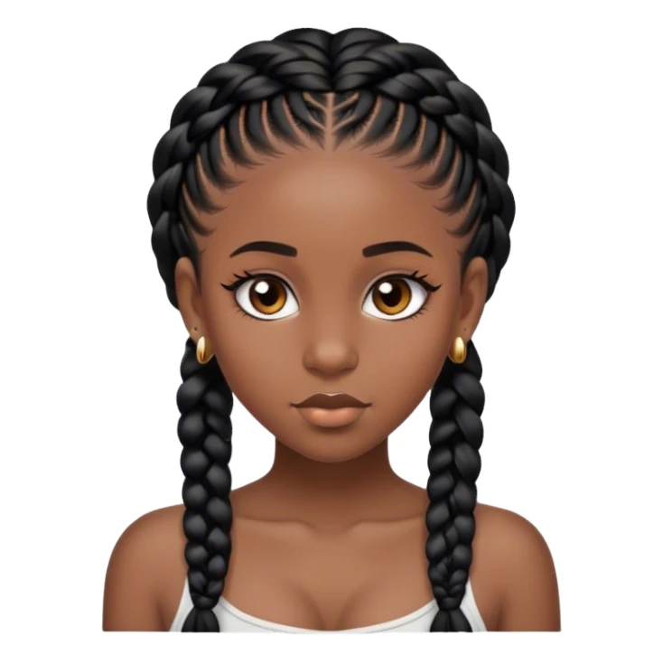 black girl with black goddess braids and nose stud with big eyes sticker
