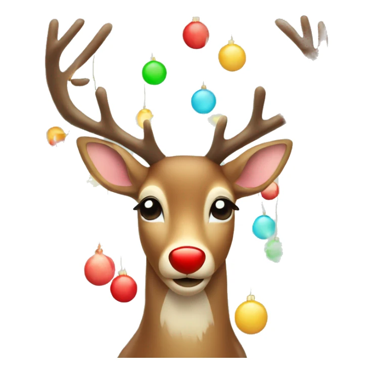 Christmas deer with red nose and christmas lights. sticker