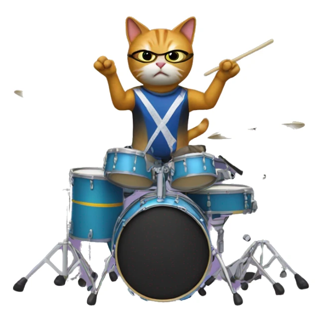cat dressed as the drummer in weezer sticker