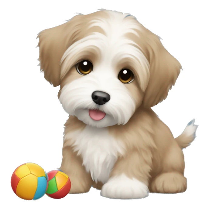 Light Brown Short Hair havanese puppy playing with toys  sticker