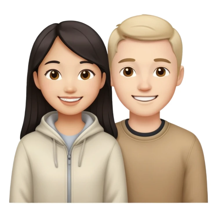 Asian girl and white boy couple sticker