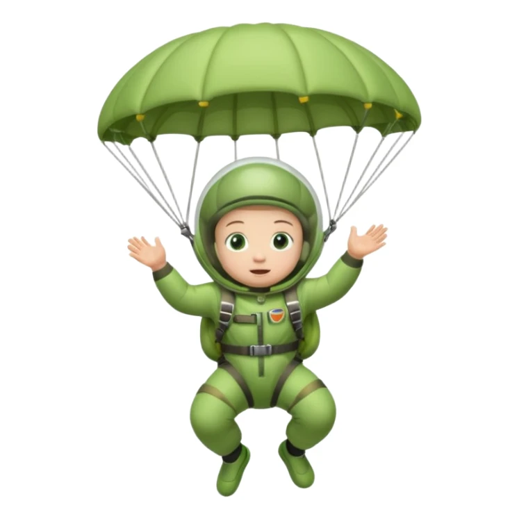 Skydiving baby with parachute and UFO green sticker