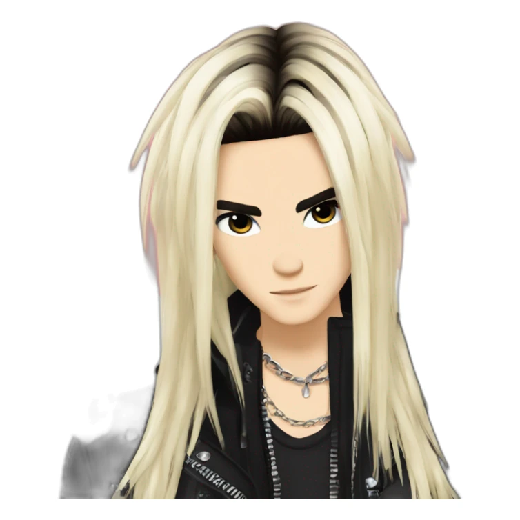 Bill Kaulitz black hair down with blonde highlights emo sticker