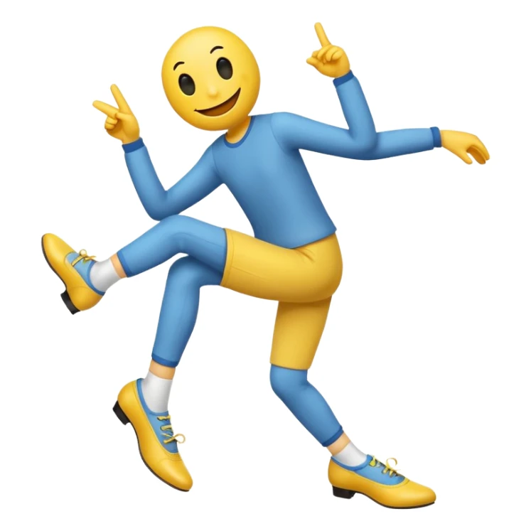 Yellow smiley face emoji with legs and point shoes sticker