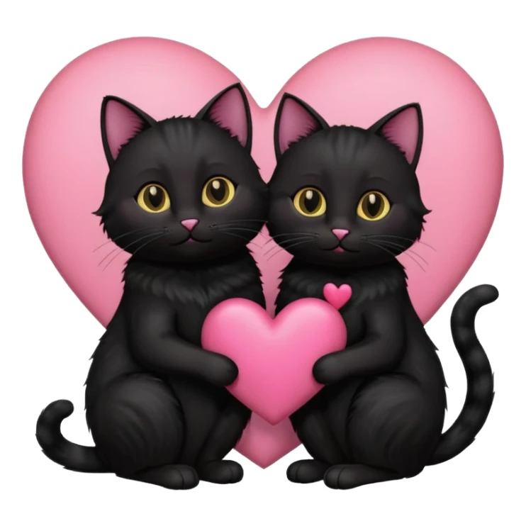 two black cats love, pink heart sticker
