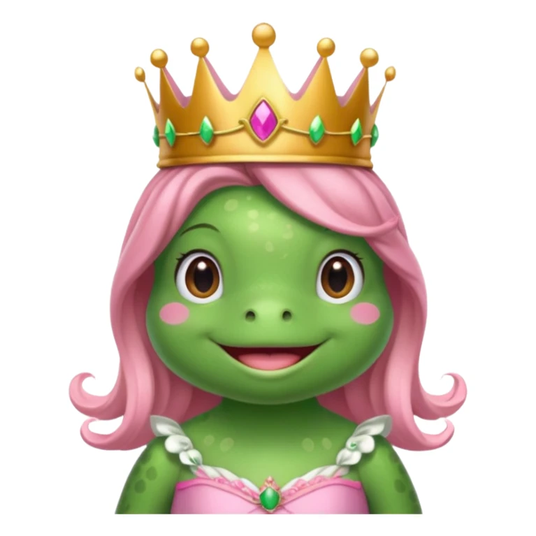 frog with with a crown pink bow and pink princess dress sticker