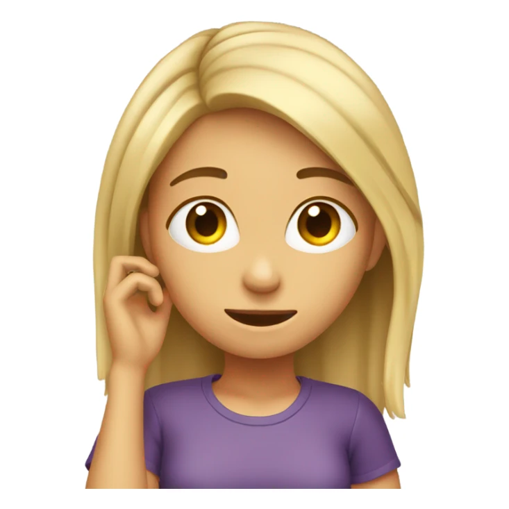 Girl pulling hair behind her ear sticker