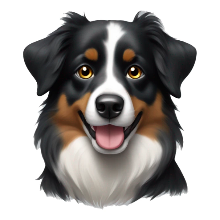 Small black australian shepherd dog with paintbrush and paint  sticker