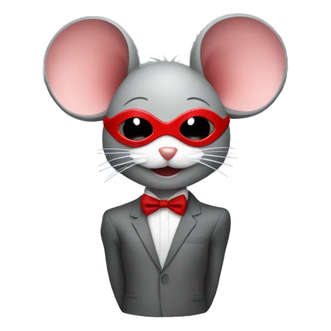 A grey mouse with red high heels and a red mask over her eyes sticker