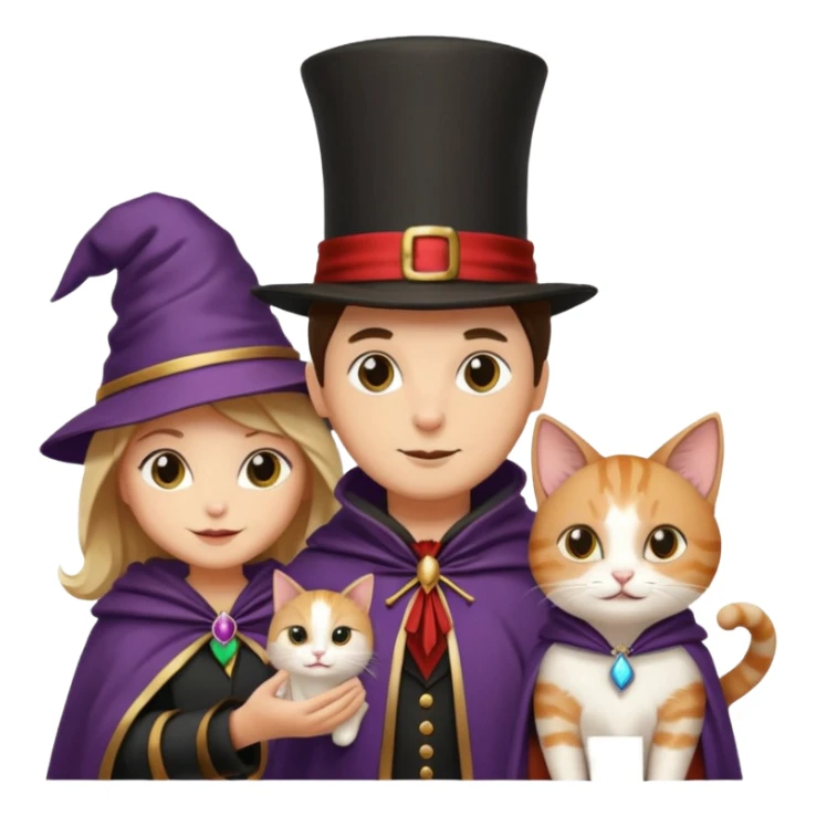 magician couple and their pet cat sticker