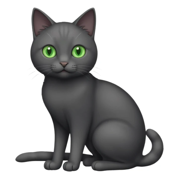 full body completely solid dark grey cat with green eyes and white paws sticker