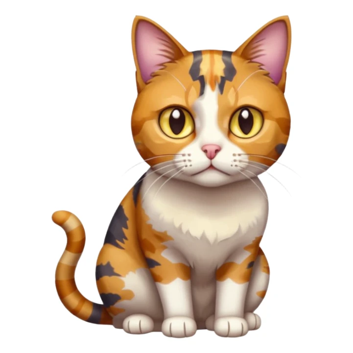full body anxious looking colourful light patched calico tabby cat with hazel eyes sticker
