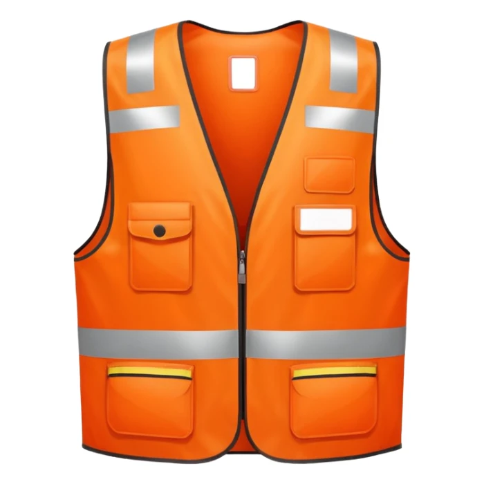 orange safety vest with reflective strips, emoji style sticker
