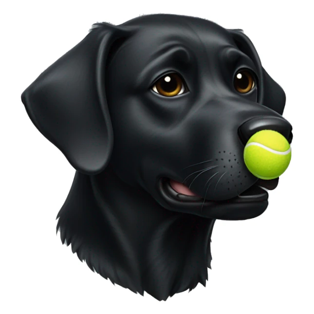 A black dog with a tennis ball in its mouth sticker