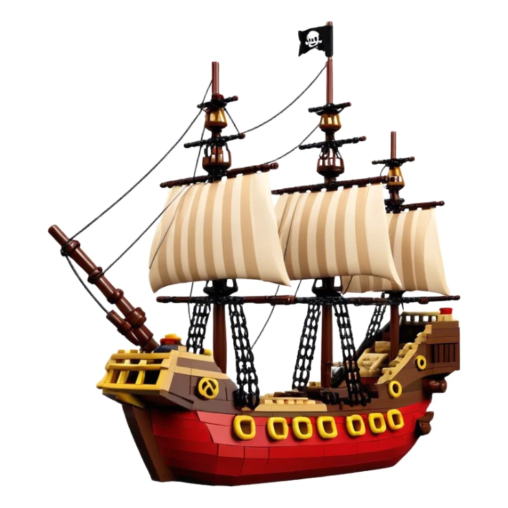Pirate Ship (Toy) - Lego Pirate Ship (Model Year: 2021) (Iconic colour: Brown with red sails) sticker