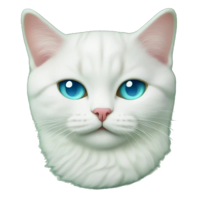 Withe British short hair cat wit blue eyes sleeps on a mint green fluffy carpet sticker