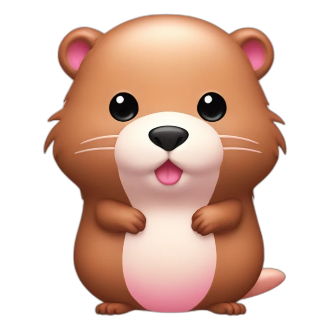light-pink-fur-kawaii-beaver-with-big-tail sticker