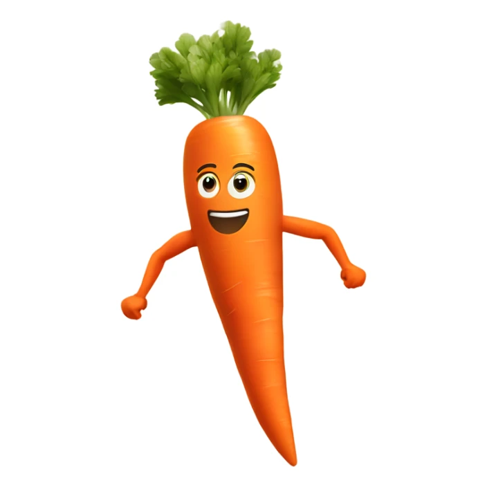 sprinting carrot with arms, legs, and a headband sticker