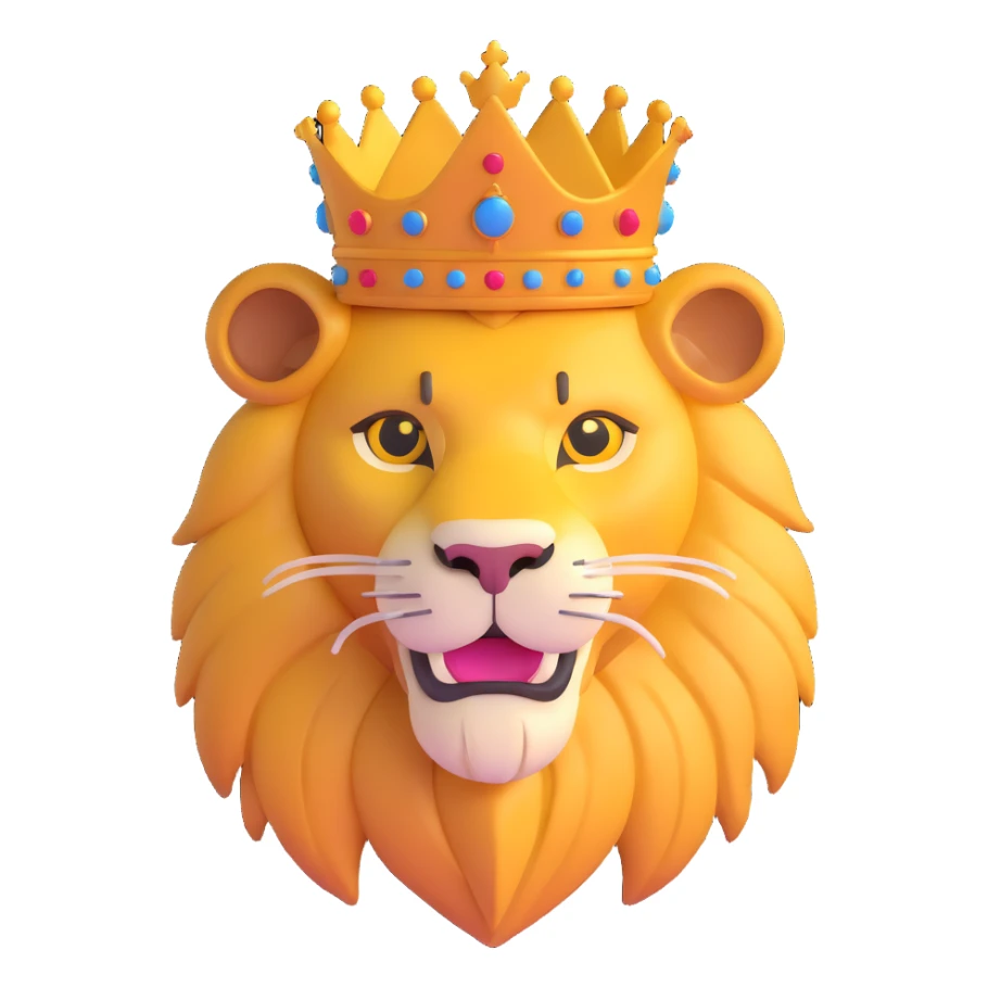 cute lion head with crown on top sticker