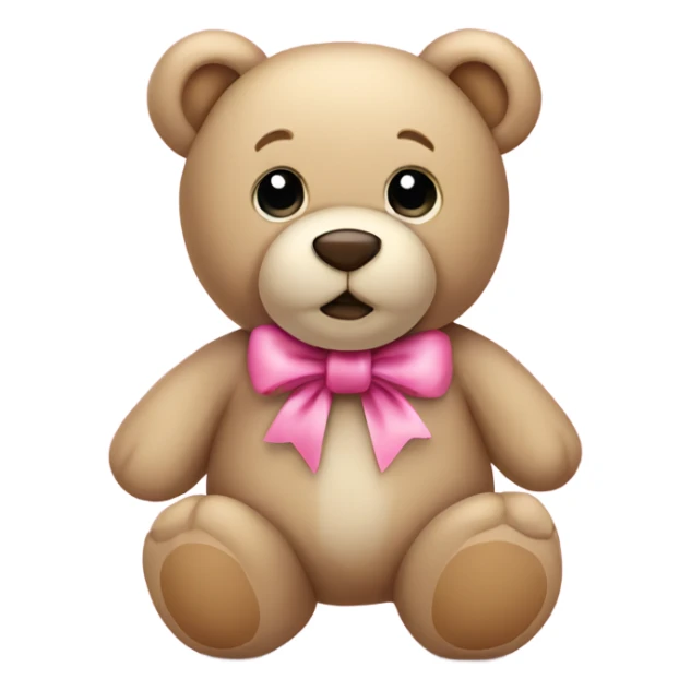 beige teddy bear with pink bow around neck sticker