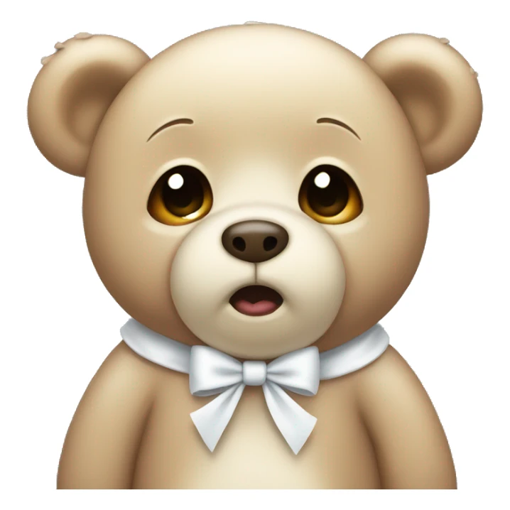 Cute Crying teddy bear wearing white bow with tears in eyes  sticker