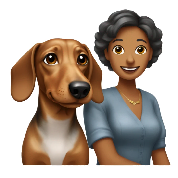 dachshund and woman sticker