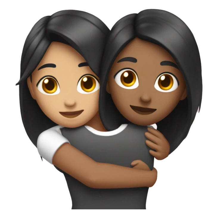 Lesbian with long black hair and white skin hugging her girlfriend from behind sticker
