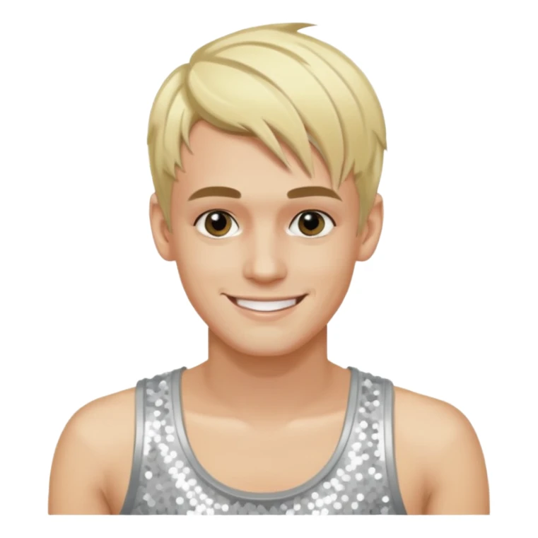Aaron Carter with blonde hair, silver sequin tank top sticker
