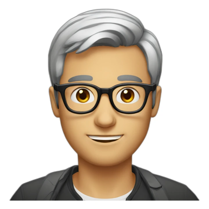 French-guy, short-hair, rounded-glasses, nerd, no-beard sticker