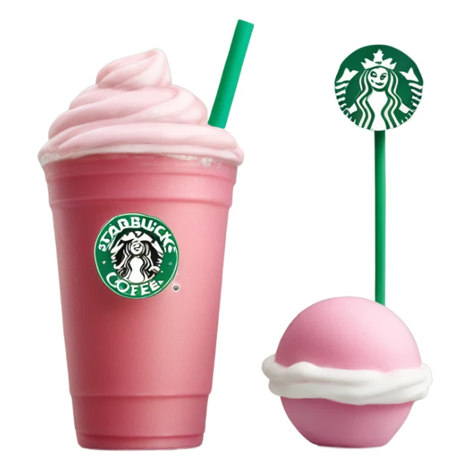 pink iced tea Starbucks drink next to a Starbucks cake pop sticker