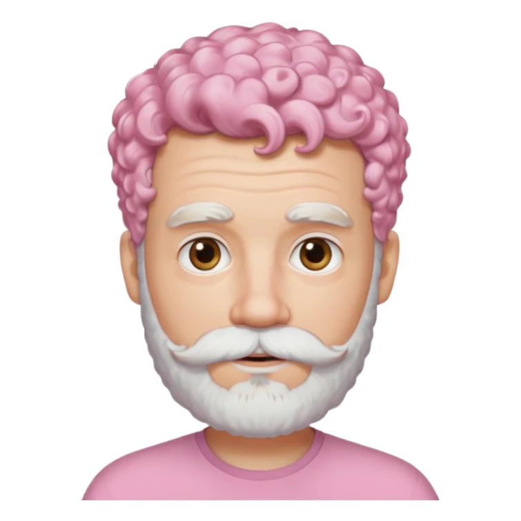 very white bearded and white mustached, pink short curly haired  sticker