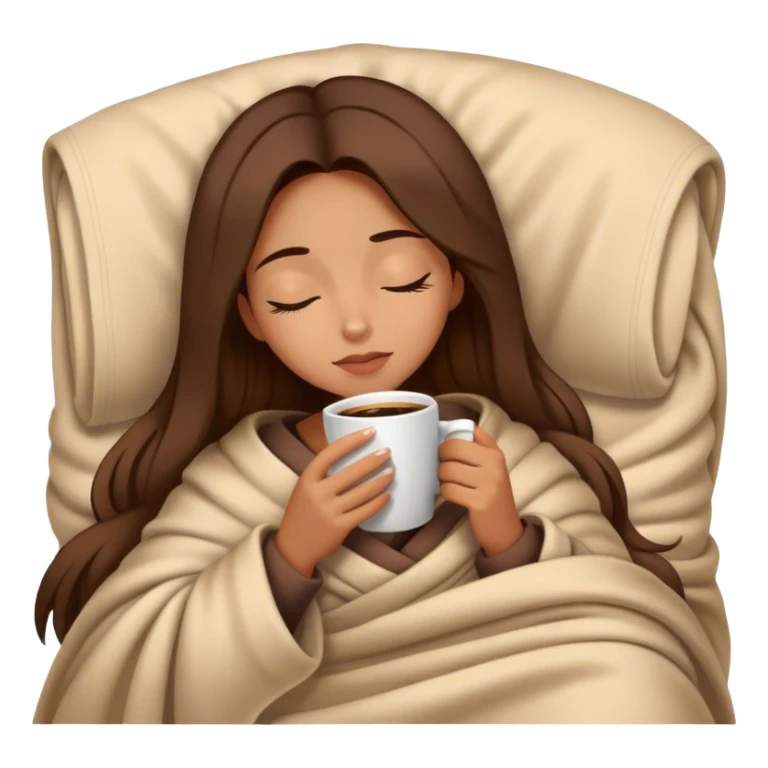 girl inside a blanket sipping coffee eyes closed sticker