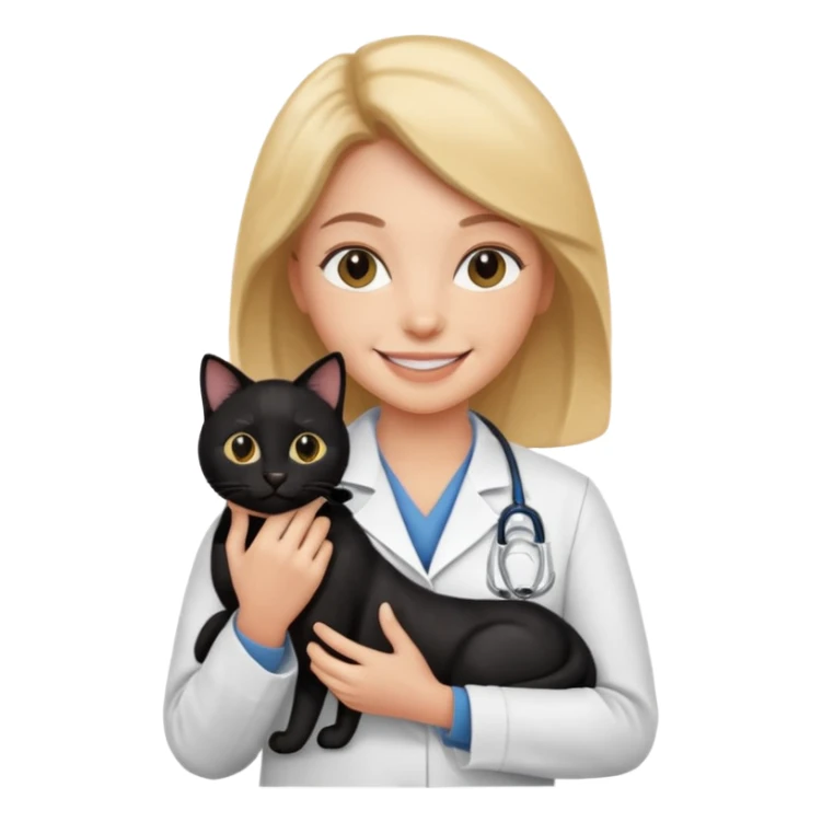Veterinaria con un gato negro sticker