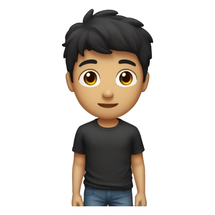 joven con pelo chino negro con playera del barcelona sticker