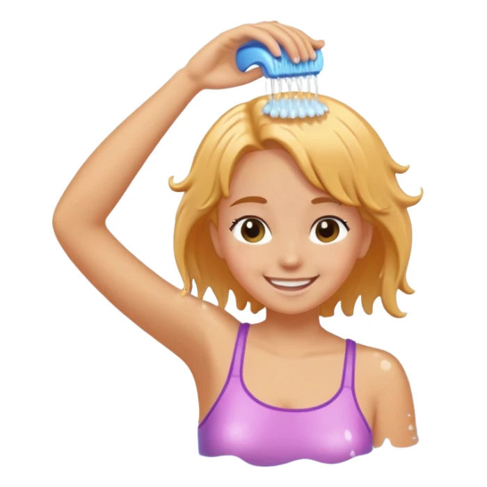 A girl washing her hair  sticker