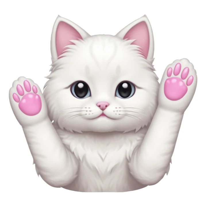 white cat fluffy paw, from the top, pink nails, cute sticker