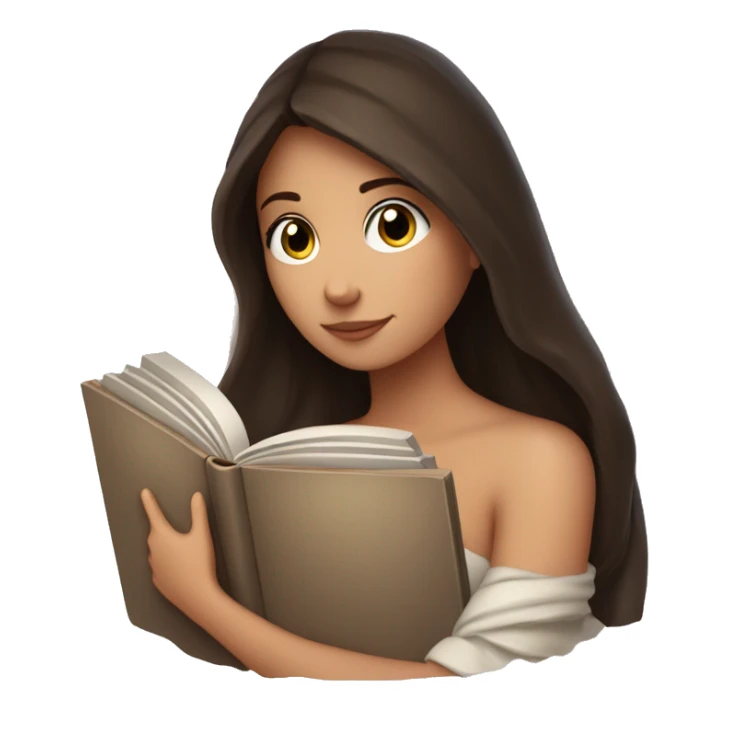 beautiful brunette girl hugging a book under a blanket sticker