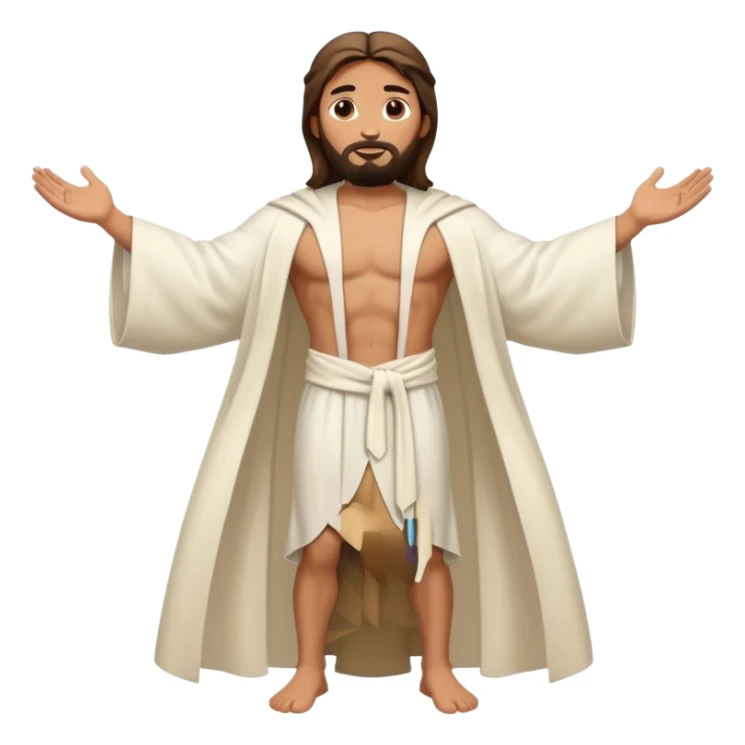 fullbody jesus christ jacked, sleeveless white robe front and backview sticker