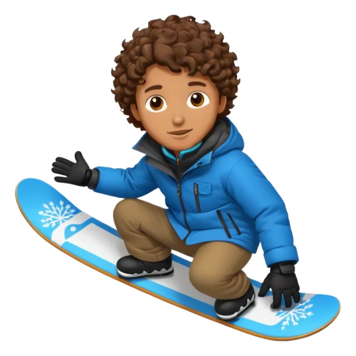 Man with curly hair on a snowboard  sticker