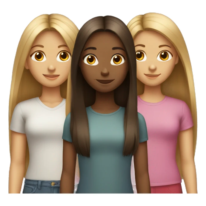 group of three girls with long straight hair sticker