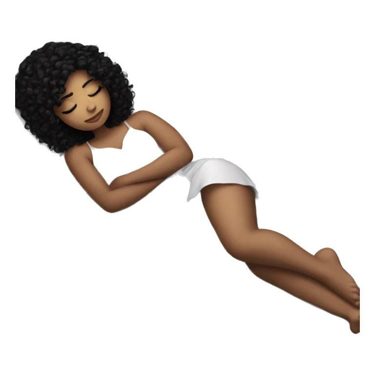 Girl Witz Curly Black Hair in bed to sleep sticker