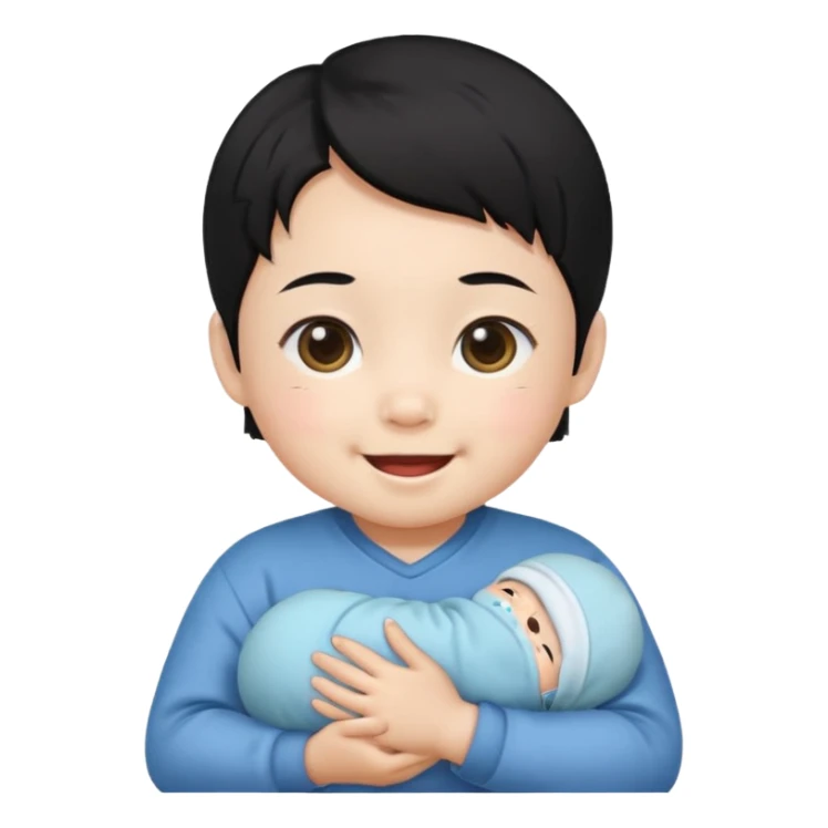 korean black hairbaby sticker