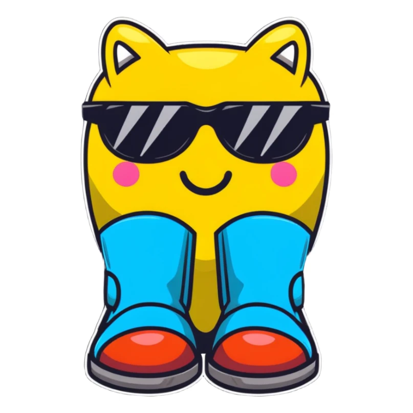 A smart and stylish Russian felt boot (valenok) with a happy face and sunglasses, looking awesome sticker